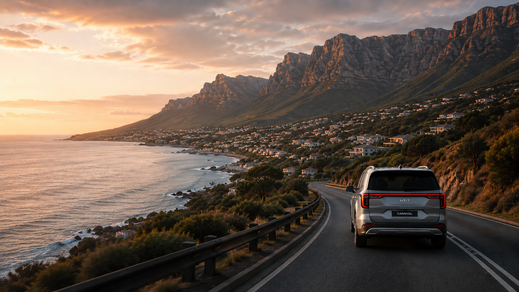 Luxury vehicle on Cape Town road at night